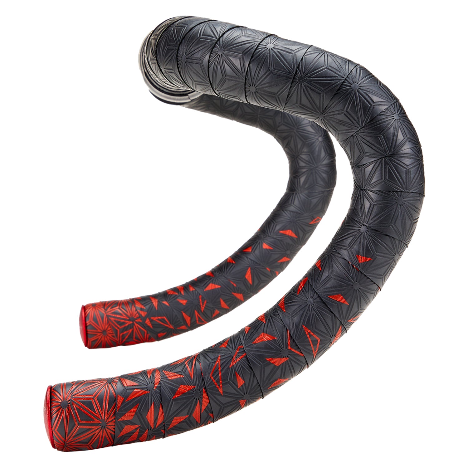 Supacaz Sticky Kush Star Fade Bar Tape Red + Ano Red Plugs — handlebar tape