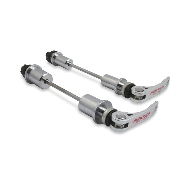 Minoura thru-axle to quick-release adaptor converting 15mm or 20mm hub to 9mm standard for truing stand