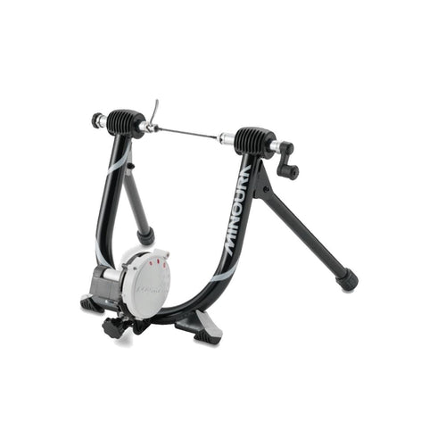 Minoura MagRide B60D magnetic turbo trainer with bike mounted on resistance unit and stable steel frame