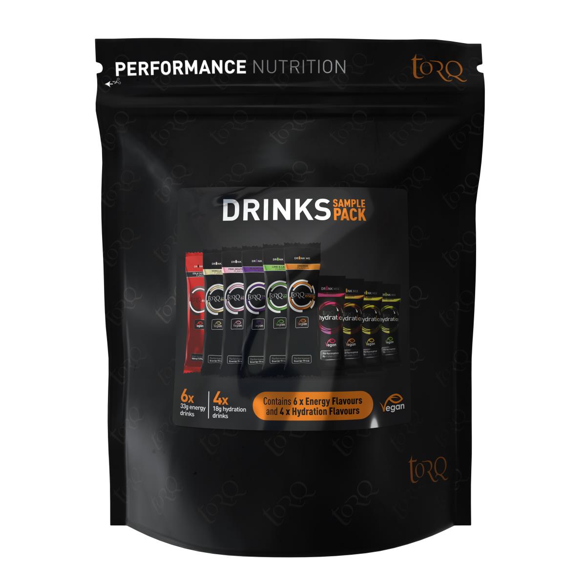 TORQ Sample Pouch Pack 10 Energy & Hydration Drinks (6 x Energy, 4 x Hydration) — sports nutrition